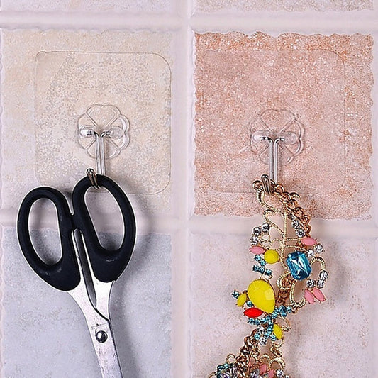PVC Wall Hooks for Bathroom Accessories Without Drill, Pack of 10