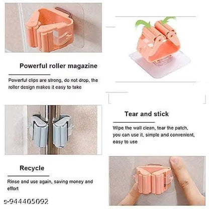Mop Holder for Wall – Self-Adhesive Broom Stick Holder | Pack of 4