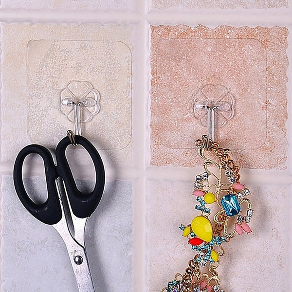 PVC Wall Hooks for Bathroom Accessories Without Drill, Pack of 10