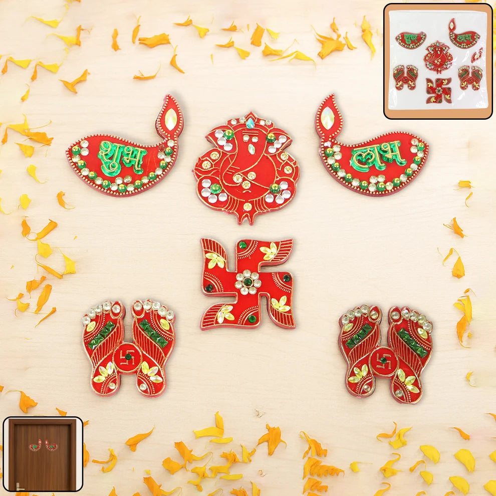 Shubh Labh Beaded Door Hanging Sticker – Traditional Festive Home Décor