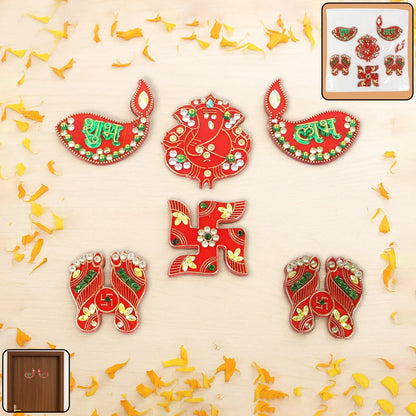 Shubh Labh Beaded Door Hanging Sticker – Traditional Festive Home Décor